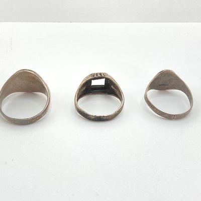 LOT 715: Three Vintage Sterling Rings - Luftwaffe, DeMolay Chevalier and More