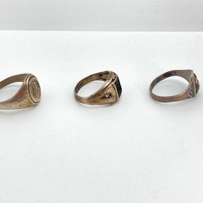 LOT 715: Three Vintage Sterling Rings - Luftwaffe, DeMolay Chevalier and More