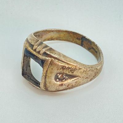 LOT 715: Three Vintage Sterling Rings - Luftwaffe, DeMolay Chevalier and More