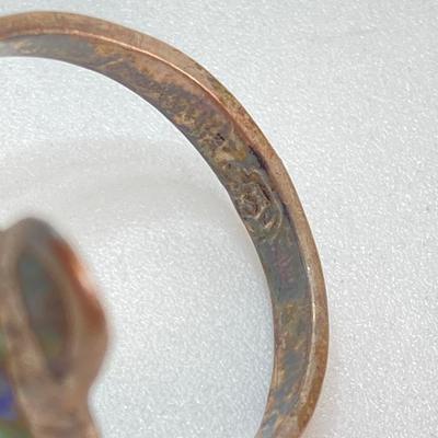 LOT 716: Vintage Abalone Adjustable Ring and Sterling Band