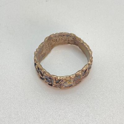 LOT 716: Vintage Abalone Adjustable Ring and Sterling Band