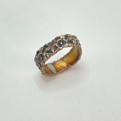 LOT 716: Vintage Abalone Adjustable Ring and Sterling Band