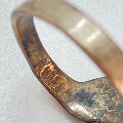 LOT 716: Vintage Abalone Adjustable Ring and Sterling Band
