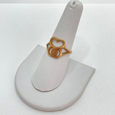 LOT 718: D&C Gold Heart / Cross Ring - 10KT, TW 2.14g, Sz 8