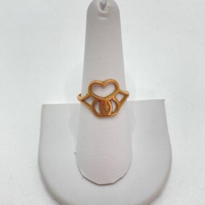 LOT 718: D&C Gold Heart / Cross Ring - 10KT, TW 2.14g, Sz 8