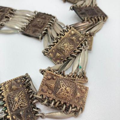 LOT 723: Sterling Silver Mexico Decorative Concho Type Link Belt - 31.5"