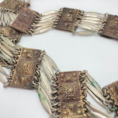 LOT 723: Sterling Silver Mexico Decorative Concho Type Link Belt - 31.5"