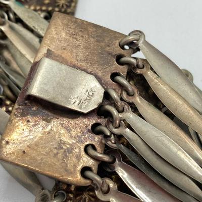 LOT 723: Sterling Silver Mexico Decorative Concho Type Link Belt - 31.5"