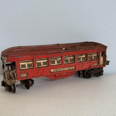 LOT 728: Pre-WWII/2 Lionel Train Commodore Vanderbilt No. 264-E Red Engine & Red Comet Coal Car, 2-Observation #604, 2-Pullman #603