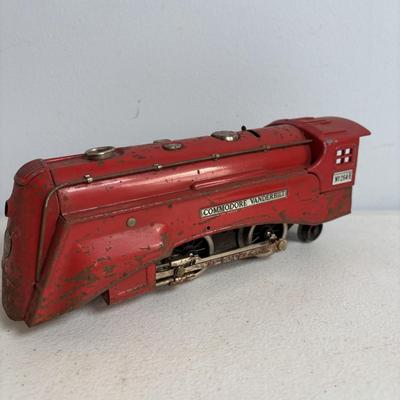 LOT 728: Pre-WWII/2 Lionel Train Commodore Vanderbilt No. 264-E Red Engine & Red Comet Coal Car, 2-Observation #604, 2-Pullman #603