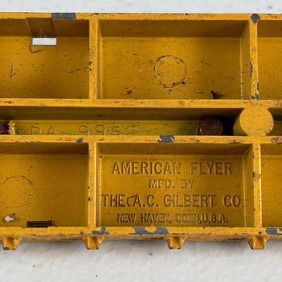 LOT 735: Red Locomotive & Tinder Car, American Flyer Circus Flat Cars with Cages & Truck/Tractors
