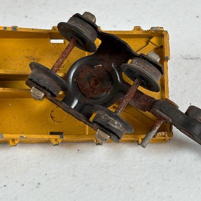 LOT 735: Red Locomotive & Tinder Car, American Flyer Circus Flat Cars with Cages & Truck/Tractors