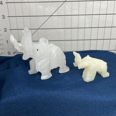 2 Carved Stone Elephants