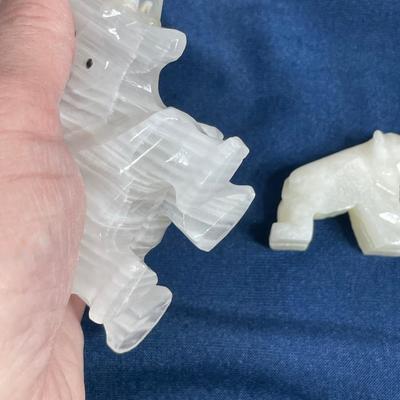 2 Carved Stone Elephants