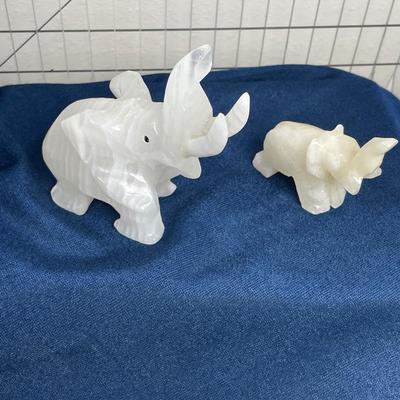 2 Carved Stone Elephants