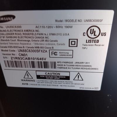 55 INCH SAMSUNG SERIES 6 LED TV WITH REMOTE & USER MANUAL PLUS SWIVEL BASE MEDIA STAND