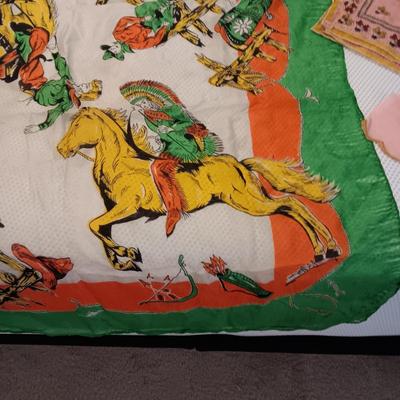 VERY OLD WESTERN THEME SCARF, HANKIES, DRESS GLOVES AND MORE