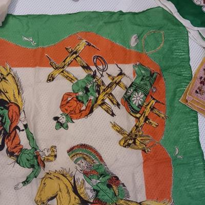 VERY OLD WESTERN THEME SCARF, HANKIES, DRESS GLOVES AND MORE