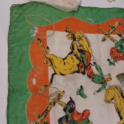 VERY OLD WESTERN THEME SCARF, HANKIES, DRESS GLOVES AND MORE