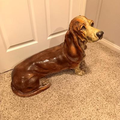 LARGER THAN LIFE BASSET HOUND CHALKWARE? DOG STATUE 29" LONG!