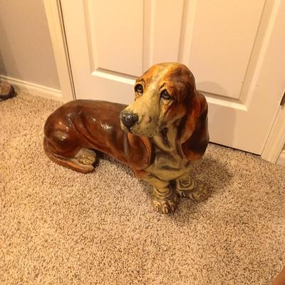 LARGER THAN LIFE BASSET HOUND CHALKWARE? DOG STATUE 29" LONG!