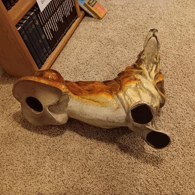 LARGER THAN LIFE BASSET HOUND CHALKWARE? DOG STATUE 29" LONG!