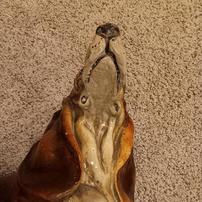 LARGER THAN LIFE BASSET HOUND CHALKWARE? DOG STATUE 29" LONG!