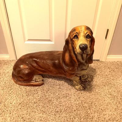 LARGER THAN LIFE BASSET HOUND CHALKWARE? DOG STATUE 29" LONG!