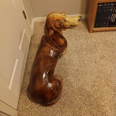 LARGER THAN LIFE BASSET HOUND CHALKWARE? DOG STATUE 29" LONG!