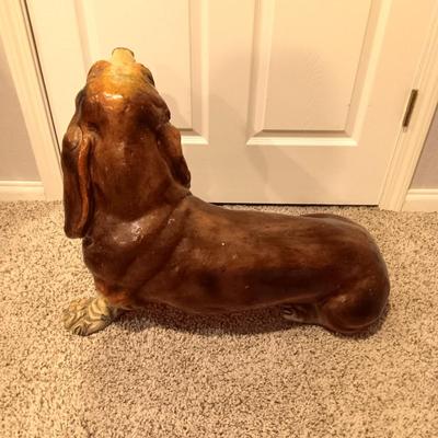 LARGER THAN LIFE BASSET HOUND CHALKWARE? DOG STATUE 29" LONG!