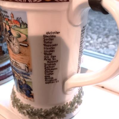 2GERMAN BEER STEINS WITH PEWTER TOPS