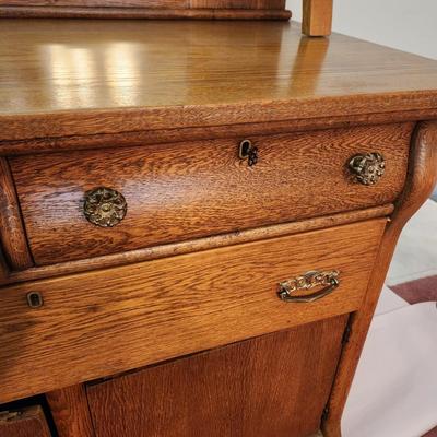 Antique Oak Sideboard Buffet 42x21x68