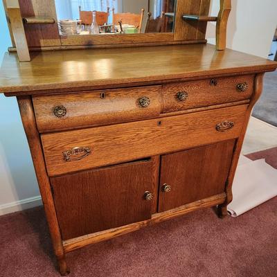 Antique Oak Sideboard Buffet 42x21x68
