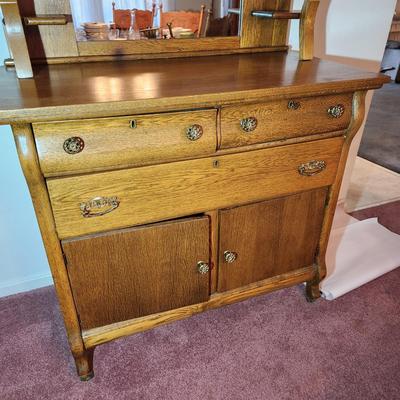 Antique Oak Sideboard Buffet 42x21x68