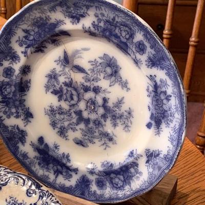 Early Flow Blue Porcelain Lot