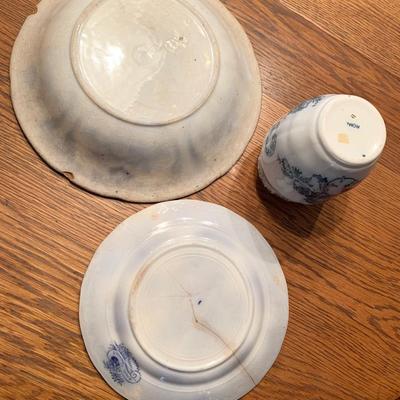 Early Flow Blue Porcelain Lot