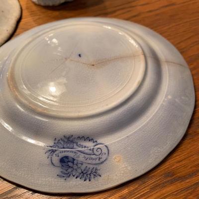 Early Flow Blue Porcelain Lot