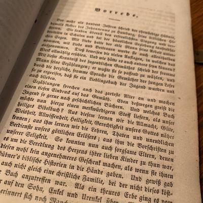 Antique German Bible History Illustrated Leather Bound w/Brass Clips