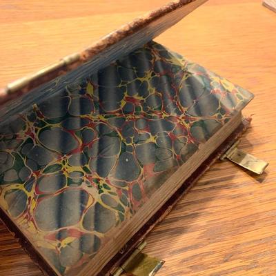Antique German Bible History Illustrated Leather Bound w/Brass Clips