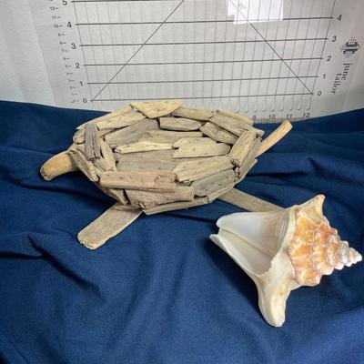 Driftwood Turtle Basket and shell