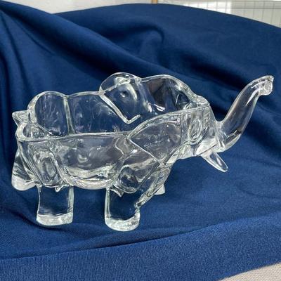 Large Glass Elephant Dish or Planter