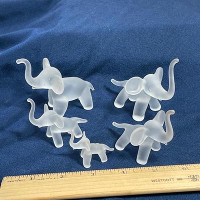 5 Vintage Frosted Glass Elephants