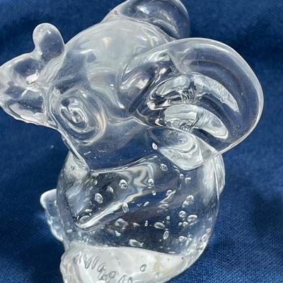 3 Glass Elephants including Bubble glass Paperweight