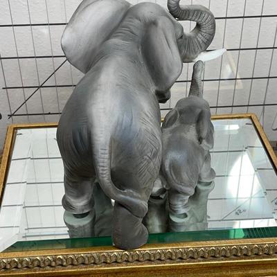 Vintage HOMCO Porcelain Mother and Baby Elephant