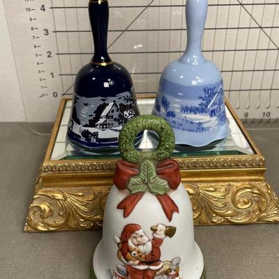 3 Bells Currier and Ives and one Musical Christmas bell