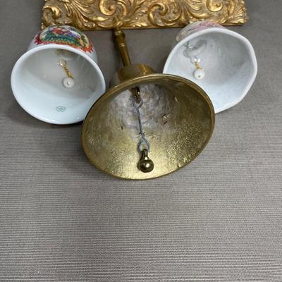 3 Bells one Brass, one Avon Christmas 1990 bell