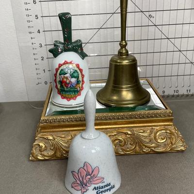 3 Bells one Brass, one Avon Christmas 1990 bell
