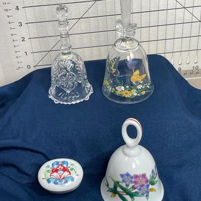 3 Bells and a ceramic trinket box