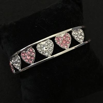 Heart rhinestone cuff bracelet