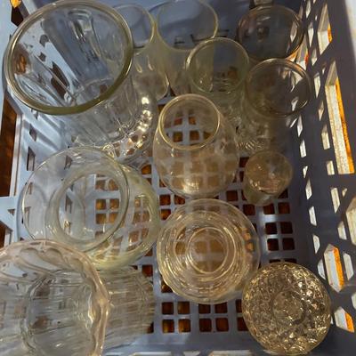 2 Fairmont Foods crates with clear glass vases